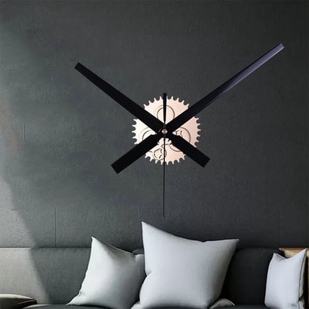 ELAYARD Fashion Wall Clock Black Retro Wooden Gear Design for Living Room Bedroom Decoration