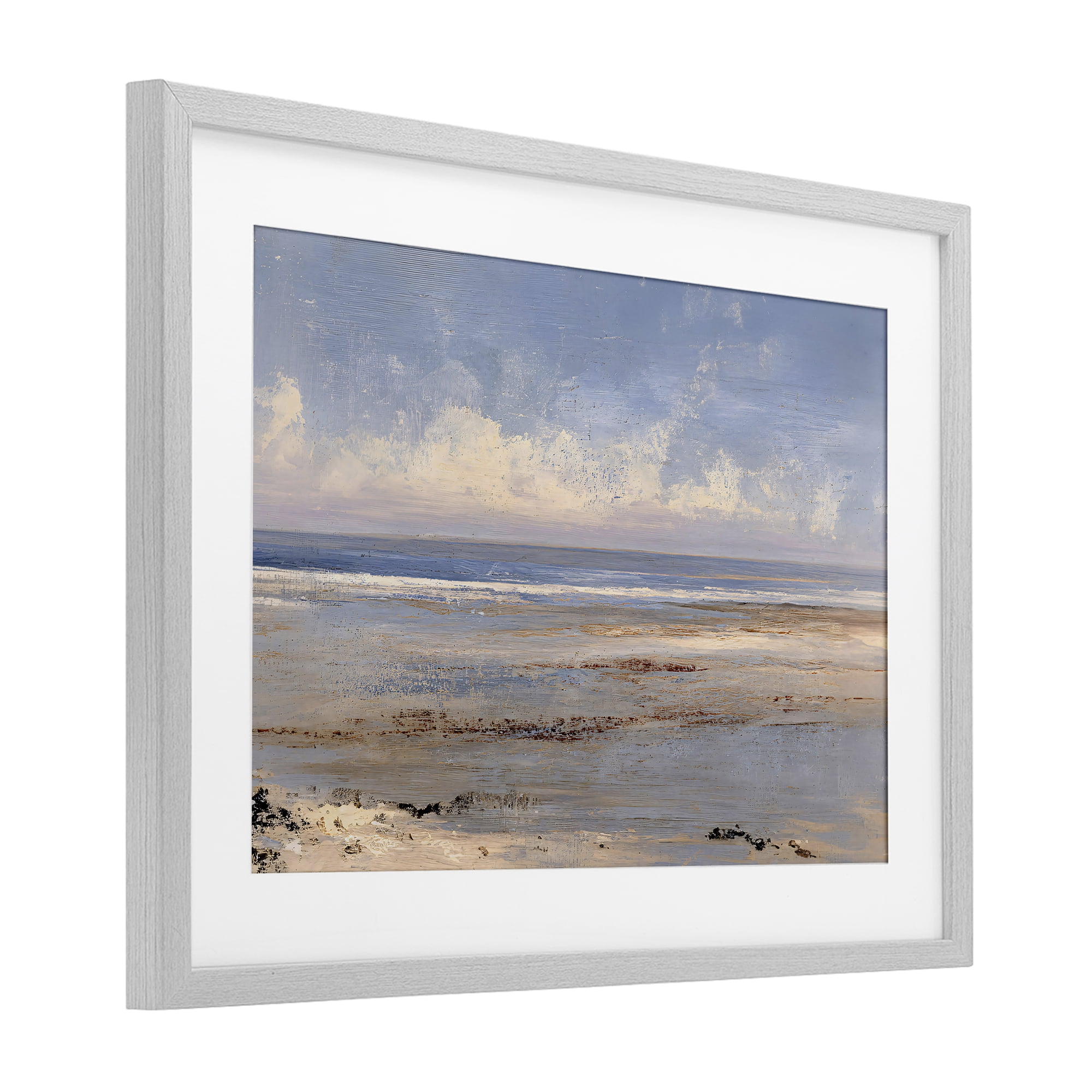 Stupell Industries Rustic Ocean Horizon Impression Gray Framed Print Under Glass, design by Jacky Ngan