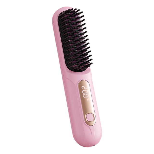 Cepillo alisador de pelo portátil, minicepillo alisador con 4 ajustes de temperatura, pantalla LED, recargable por USB, calentamiento rápido, peine alisador de viaje.