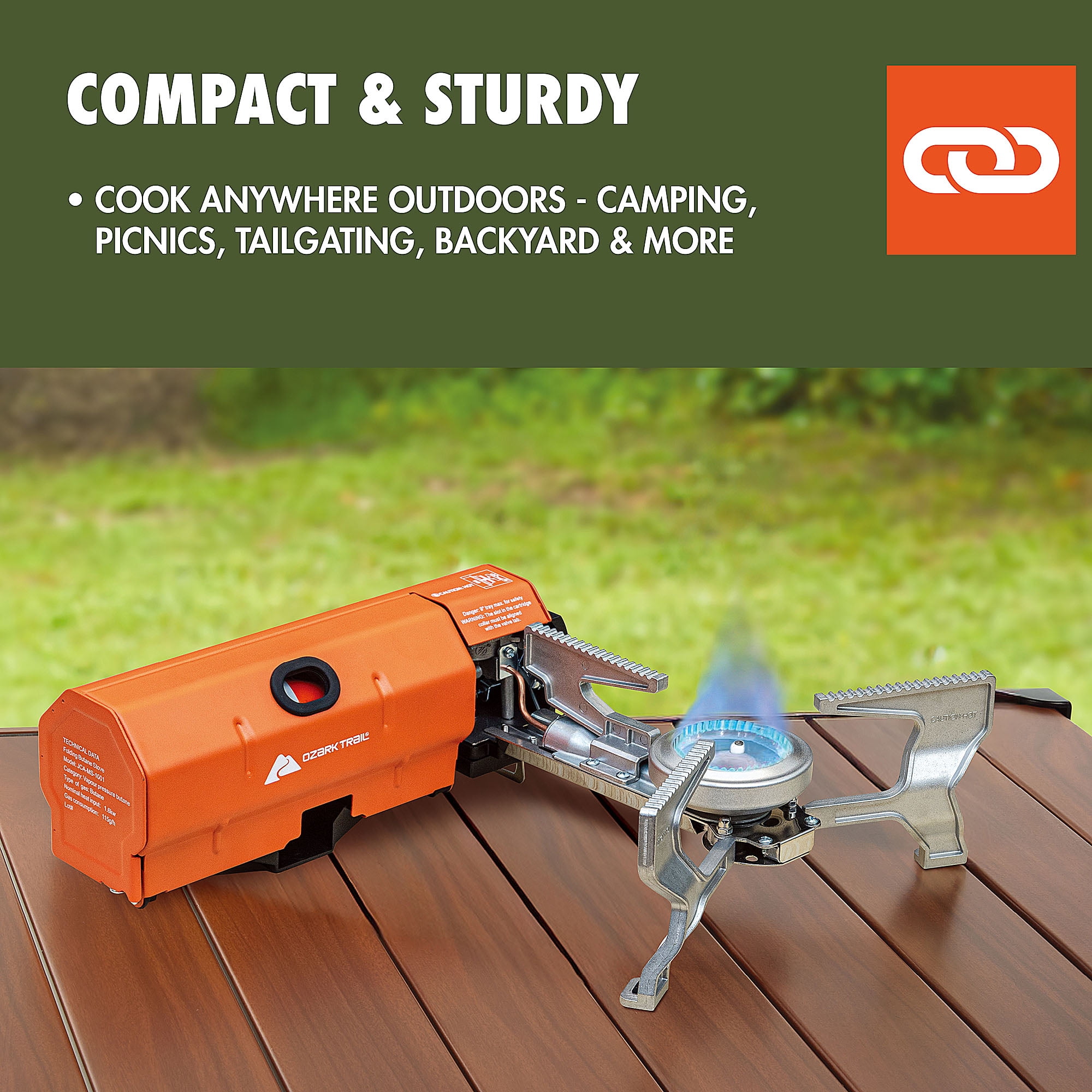 Ozark Trail 1-Burner Folding Butane Stove, 5300 BTU, Orange