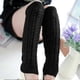 thumbnail image 3 of 2 pares de calentadores de piernas de punto trenzado grueso, calcetines largos de punto de ganchillo de color liso para botas y puños de pierna., 3 of 4