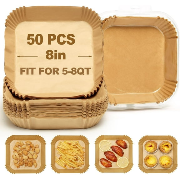 Air Fryer Liners, 8 inch Parchment Paper for 5-8QT Air Fryer, Resistant to 428°F, Easy to Remove Chaos, 50 pcs