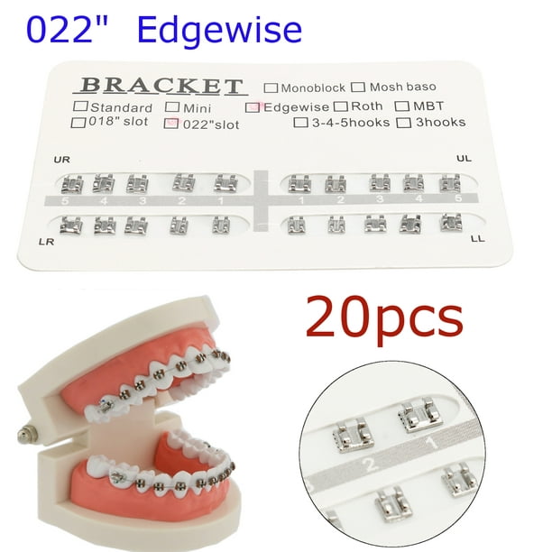 5Packs Dental Orthodontic Brackets Braces Metal Standard Roth 0.22''Slot 3  Hooks 