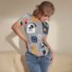 thumbnail image 3 of Balery Dog Body de cuello redondo de manga corta para mujer Tops de manga corta Tops básicos-Large, 3 of 7