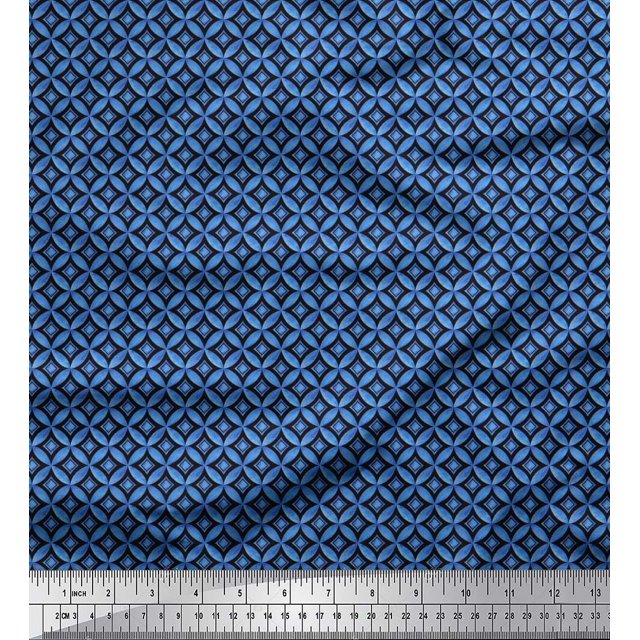 Soimoi Cotton Poplin Fabric Circle & Curve Diamond Geometric Fabric Prints By Yard 56 Inch Wide