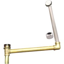Westbrass 24" Direct Outlet Bathtub Assembly with Tip-Toe Drain - Semi-Exposed, Powder Coat White