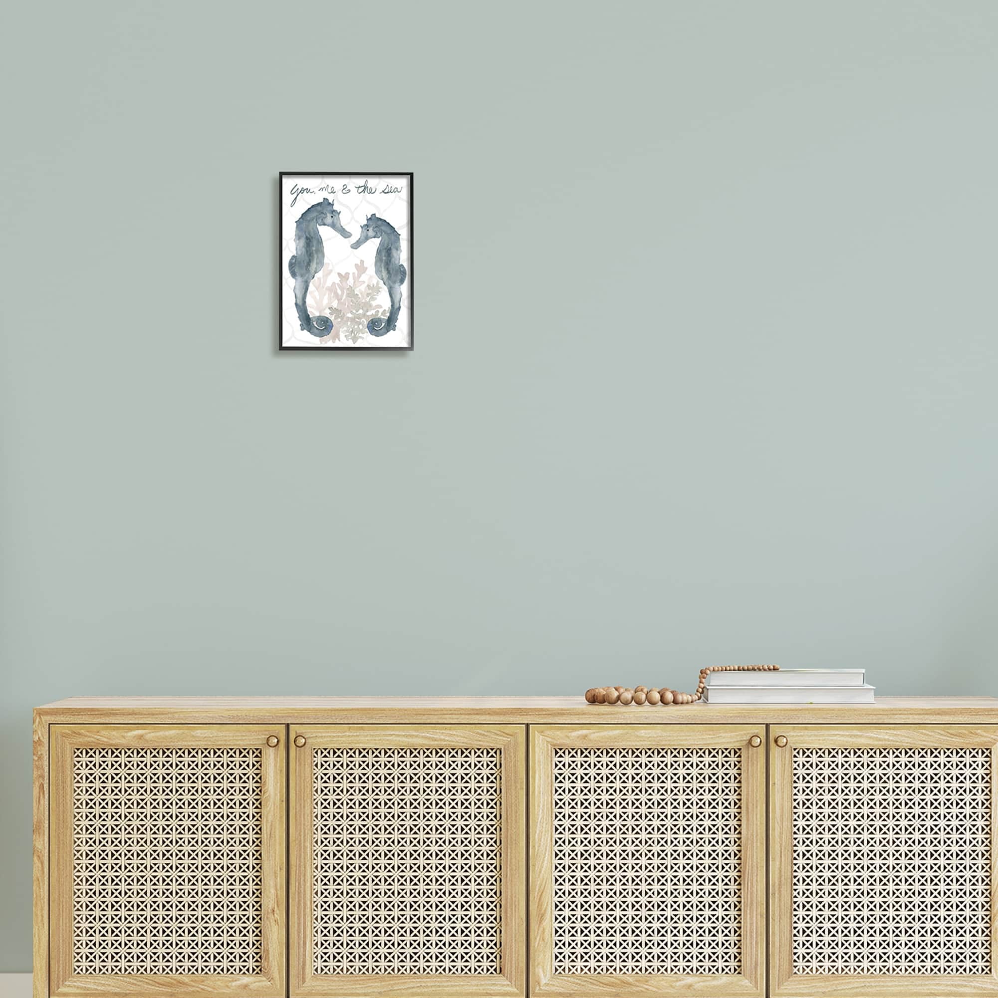 Stupell Industries You Me The Sea Phrase Soft Aquatic Seahorses, 11 x 14, Design by Lucille Price