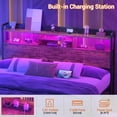 thumbnail image 3 of Homieasy Headboard for King Size Bed with Storage Shelf, Head board with 3 Outlets and 2 USB Ports, Headboards with RGB LED Light, Height Adjustable, Sturdy and Stable, Easy Assembly, Rustic Brown, 3 of 10