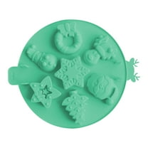 Hvmvliv Ice Trays 7-Compartments Christmas Tree-Shape Christmas Ice Cubes Trays Reusable Cute Ice Blocks Making Molds Food Grade Silicone Ice Moulds Green
