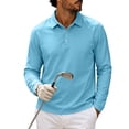 thumbnail image 2 of LODIENY Men's Long Sleeve Golf Shirts Lightweight Moisture Wicking Performance Tops Casual Collared Button Down Workout Basic Tees Light Blue L, 2 of 9