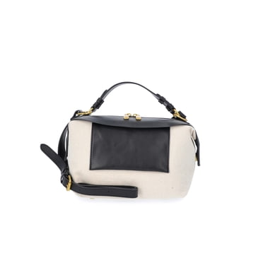 Free Assembly Women's Canvas Crossbody Handbag, Natural/Black