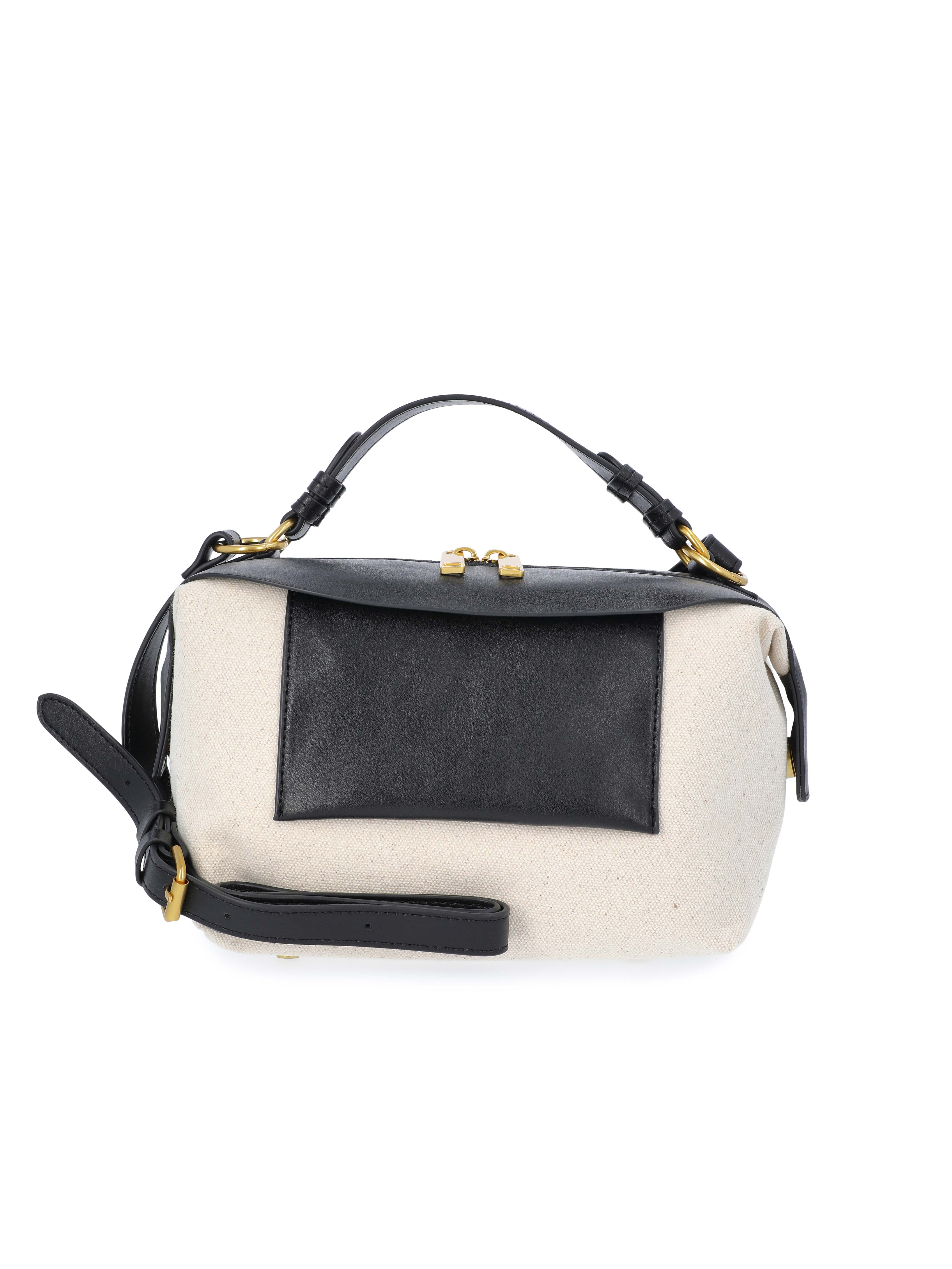 Free Assembly Women's Canvas Crossbody Handbag, Natural/Black