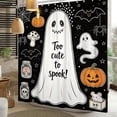 thumbnail image 4 of Nanqianyi Happy Halloween Waterproof Shower Curtain,Cute Ghost Pumpkin Polyester Bathroom Home Decor Set with Hooks,72 W x78 H Inch, 4 of 7