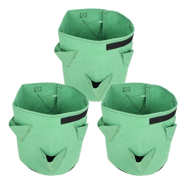 Bolsa para plantar fresas de 6 agujeros, 3 uds., bolsas de fieltro para cultivo de plantas de jardín, 26L/7 galones, color verde