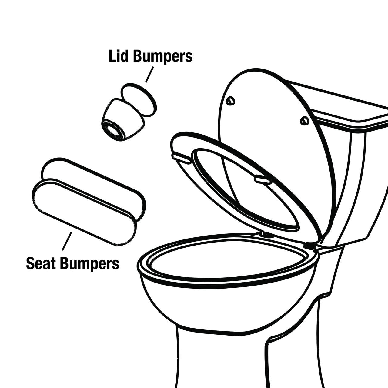 (3 pack) Danco Universal Rubber Stick-on Round Toilet Seat Bumpers, 4-Pack, 0.01 lbs (10062)