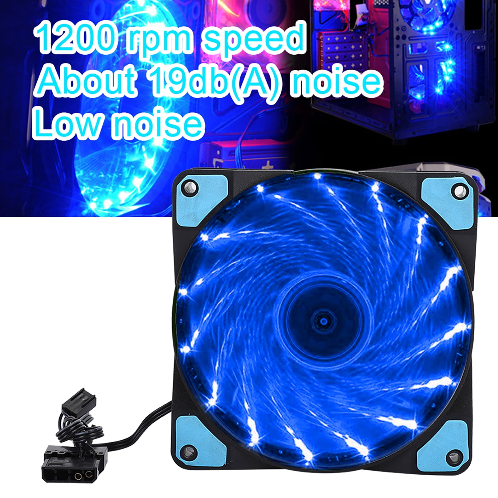 CPU Cooling Fan, 4W 3 Pin Computer CPU Fans Cooler Heat Sink 12CM LED