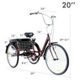 thumbnail image 3 of 20" Adult Tricycle Bike Cruiser w/ Basket Comfortable for Men and Women RED, 3 of 7