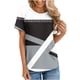 thumbnail image 1 of Tops de Hombro Frío para Mujeres Hombro Impreso Casual Insertado Cuello Redondo de Manga Corta, Moda Superior, 1 of 4