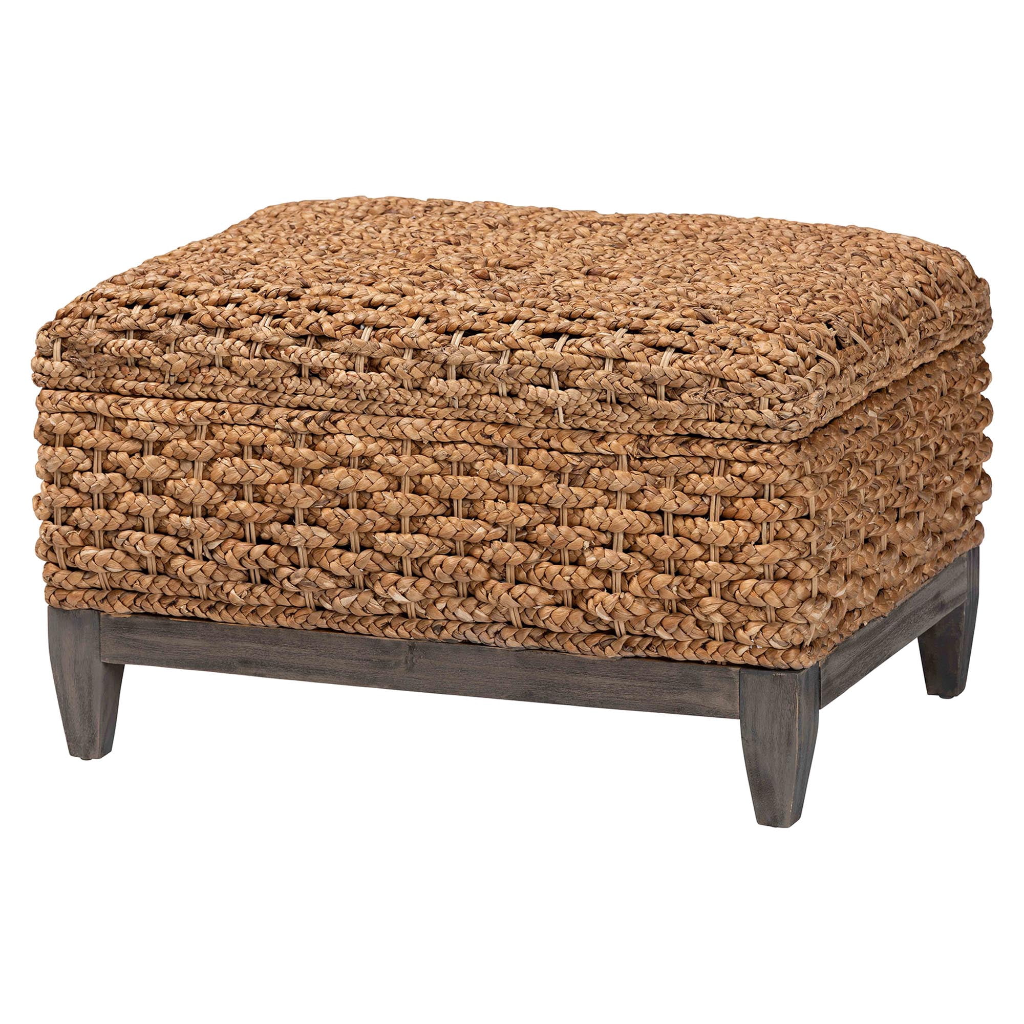 bali & pari Bailey Boho Storage Ottoman, 30"W, Square, Natural Brown