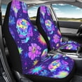 thumbnail image 4 of FOR U DESIGNS Skull Neon Hibiscus Print Car Front Seat Cover Comfortable Car Seat Protector Wear-Resistan Auto Front Seats Only Interior Covers for Vehicle SUV Truck Sedan, Pack of 2, 4 of 7