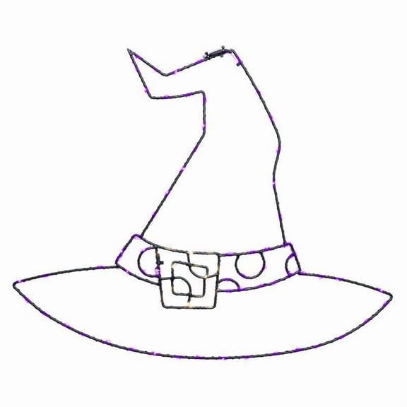 Celebrations Purple 110 ct 18.2 in. LED Prelit Illuminated Witch Hat Halloween Decor