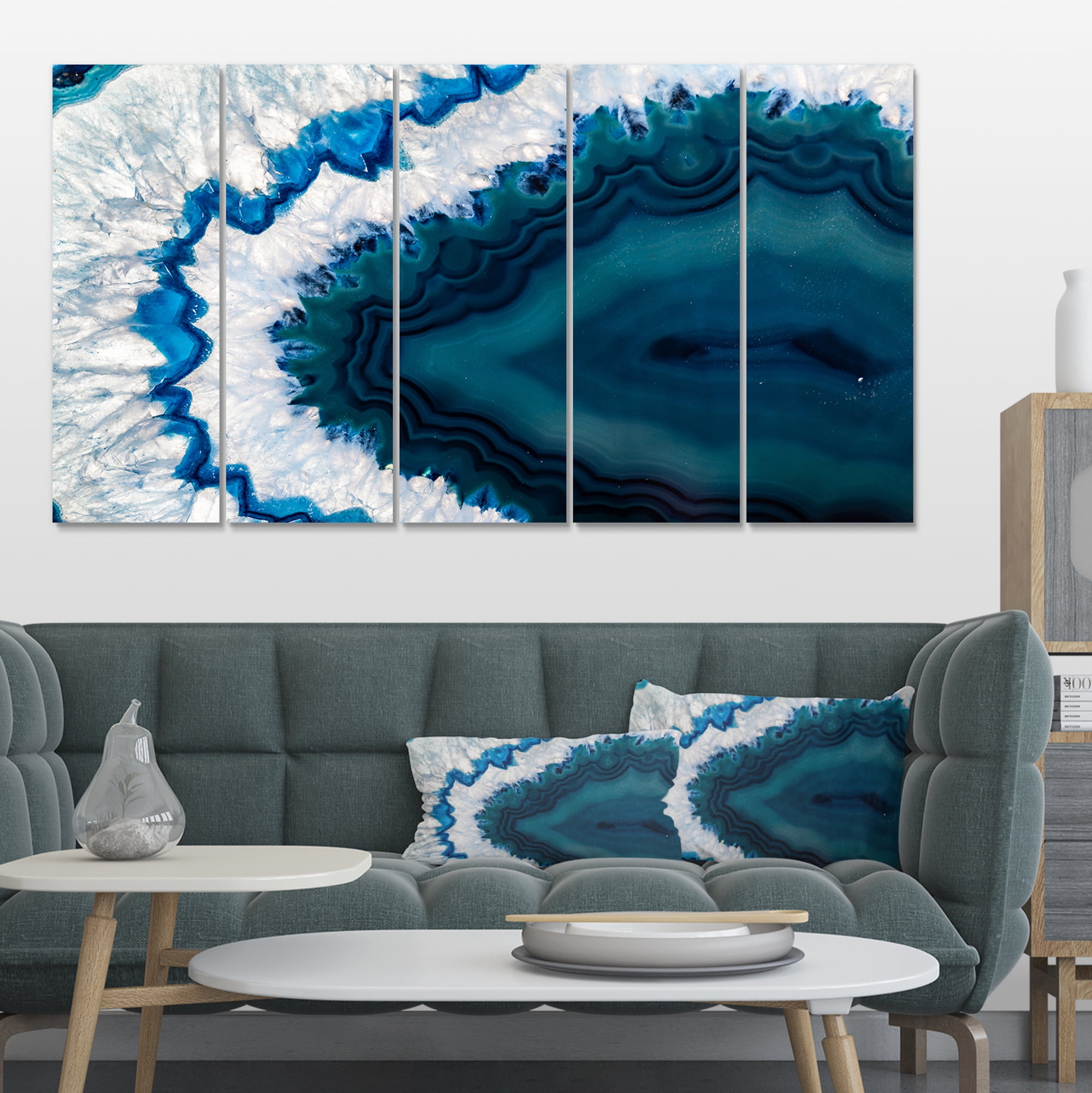Designart 'Blue Brazilian Geode ' Abstract Canvas Wall Art Print