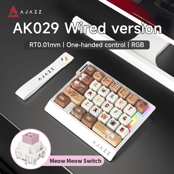 AJAZZ AK029 Wired One-Handed Keyboard HE Magnetic Switch 8000Hz 29-Key RGB Mini Gaming Mechanical Keyboard for PC Gamers