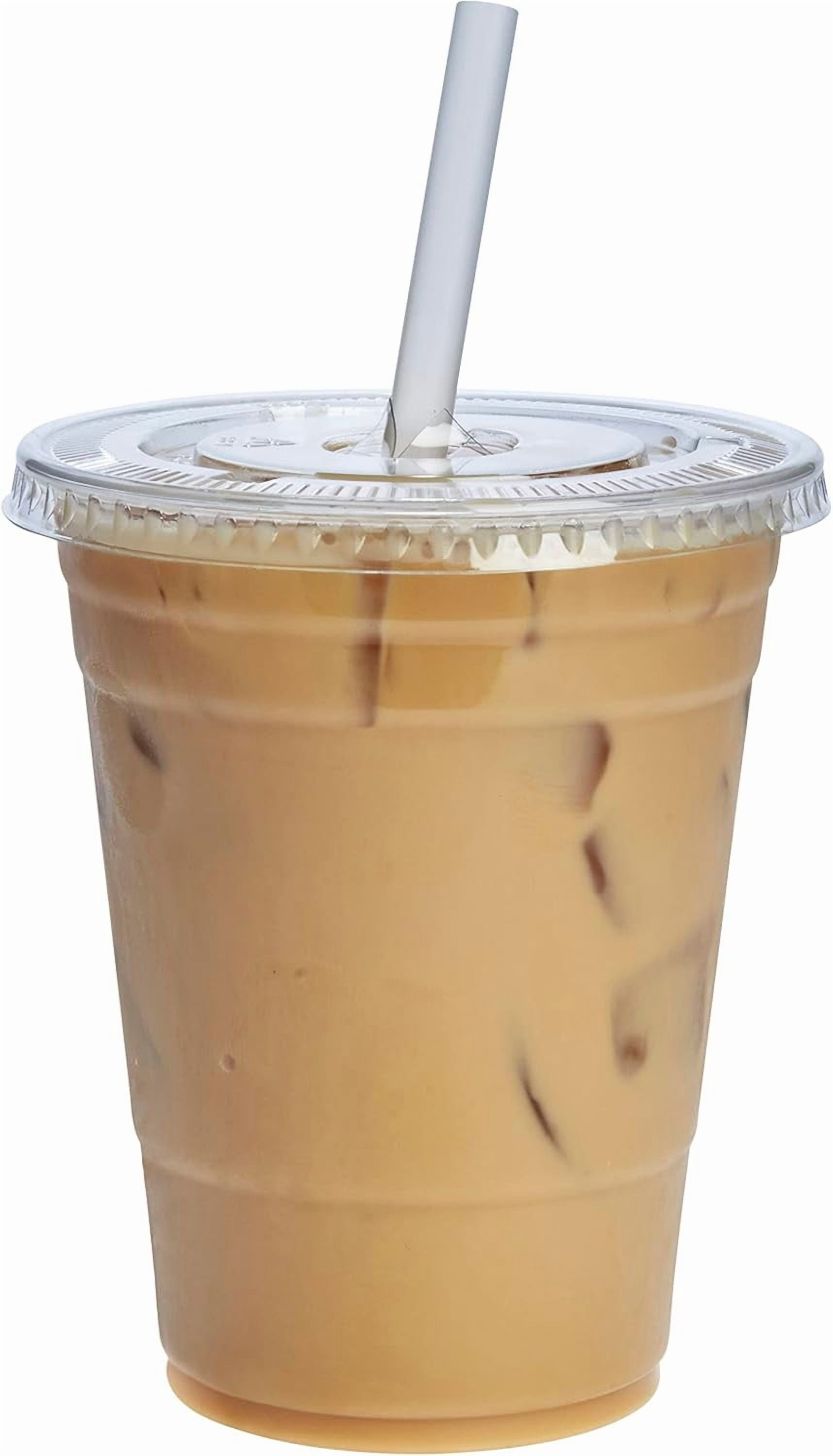 16 Oz Clear Plastic PET Cups With Flat Lid & Straw Qty 1000 - Walmart.com