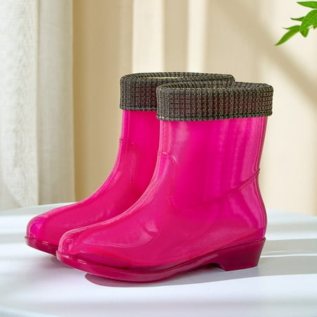 

Uinagy Women s Mid Calf Rain Boots Fashionable Durable Jelly Shoes with for Warmth