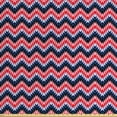 thumbnail image 1 of Tribal Fabric by the Yard, Cultural Chevron Aztec Pattern with Waving Geometric Zigzags Folk Design, Upholstery Fabric for Dining Chairs Home Decor Accents, Red Coral Dark Blue by Ambesonne, 1 of 4