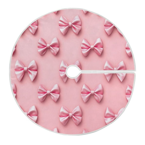 RMDQTR Festive Christmas Tree Skirt35.4x35.4in - Holiday Home Decor for Xmas Party Pink Simple Bows