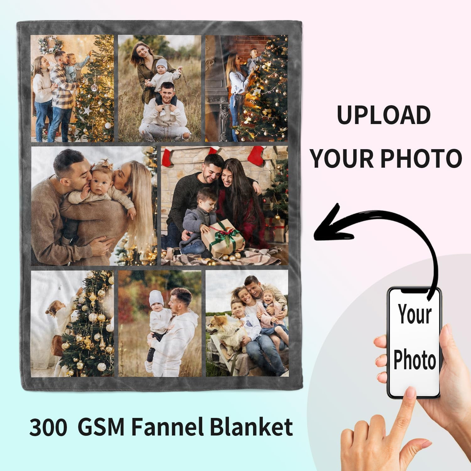 Custom Blanket with Photo Personalized Blankets and Throws Picture Blanket for Mothers Day Birthday Customized for Mom Dad Couple Girlfriend Boyfriend Wife Husband Blankets