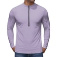 thumbnail image 2 of Long Sleeve Shirts for Men Quick Dry Tech Stretch Lightweight T-Shirt Zipper Sun Protection Athletic Shirts for Hiking,Purple Pink,XL, 2 of 6