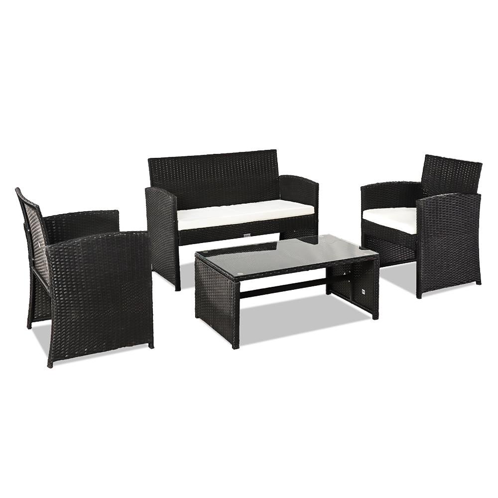 Winado New 4PC Outdoor Patio PE Rattan Wicker Table Set Sofa Furniture