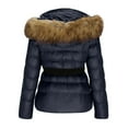 thumbnail image 4 of AUNVITO Women's Winter Down Jacket Imitation Raccoon Collar Belted Short Coat Casual and Fashionable Winter Style, 4 of 8