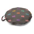 thumbnail image 1 of Cartoon Round Floor Cushion with Handle, Multicolored Pigs Motif Animals Simple Piglet Shapes, Decorative Pillow for Living Room & Dorms, 18" Round, Violet Coral, by Ambesonne, 1 of 4