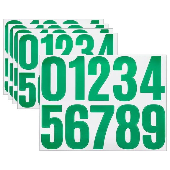 Uxcell 5 Sheets Vinyl House Numbers 4 Inch Self-Adhesive Number Stickers, Green
