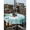 thumbnail image 2 of Outdoor Tablecloth with Umbrella Hole for Patio/Picnic/Party/Camping, Teal Green Butterfly Waterproof Table Cloth Round Cover Washable, Aesthetics Contemporary Luxury (Dia 60"), 2 of 9