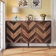 thumbnail image 1 of Buffet, Buffet unique à Trois Portes avec Grand Espace de Rangement. Portes en Bois Placé avec Motif Embossé. Comprend des Tablettes Ajustables. avec Poignées Dorées et Pieds en Fer., 1 of 8