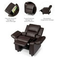 thumbnail image 4 of Gymax Deluxe Padded Kids Sofa Armchair Recliner Headrest Children w/ Storage Arm Brown, 4 of 9