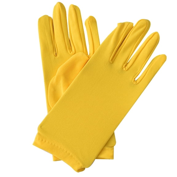 Unisex Formal Short Gloves Full Finger Stretch Fit Sun Protection for Jewelry Appreciation and Driving Yellow