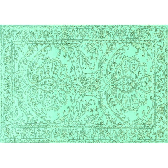 Ahgly Company Indoor Rectangle Persian Turquoise Blue Traditional Area Rugs, 7' x 10'