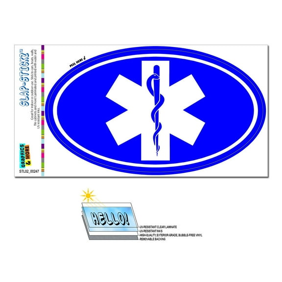 Star Of Life Medical Symbol - Euro Oval SLAP-STICKZ(TM) Premium Sticker