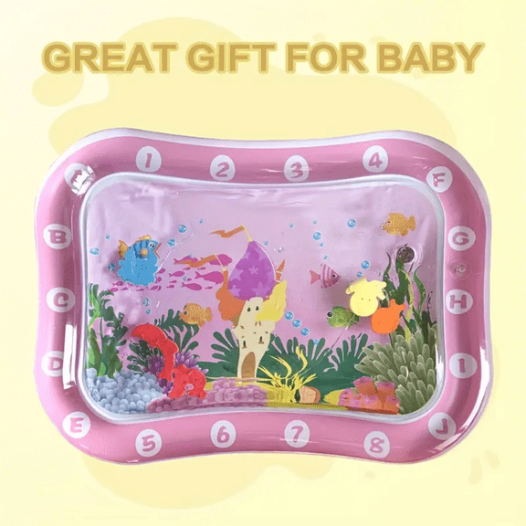 Baby Tummy Time Water Mat, Inflatable Sensory Play Mat for Infants, Pink