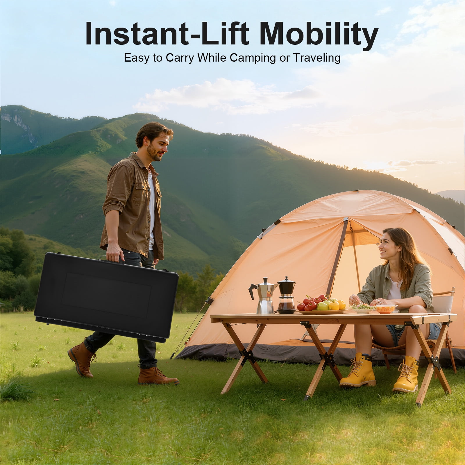 Miumaeov 3-Burner Gas Camping Stove, 4500W Portable Outdoor Stove with Adjustable Flame, Foldable Design & Piezo Ignition, No Assembly Required