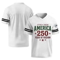 thumbnail image 5 of Zimjoy 250 Years of Freedom Men's Patriotic Cotton V Neck Jersey T-Shirt 1776-2026 America Striped Short Sleeve Tee for 4th of July Casual Sports White L, 5 of 5