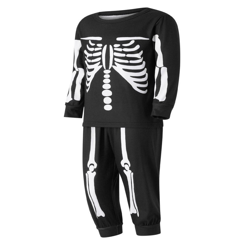 Costume Halloween Squelette Pour Enfant - Pyjama 2 Pièces Manches Longues Garçon/fille, Polyester, Taille 2-8 Ans - 9