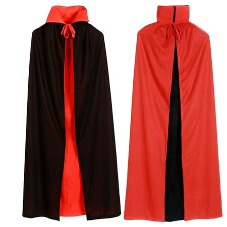 Halloween Black Red Vampire Cape Dracula Devil Cloak Adults Kids Fancy Dress Up