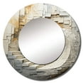 thumbnail image 2 of Designart "Timeless Turn In Gold And White" Abstract Spirals Rund Mirror For Wall Decor - Large Gold Round Print Mirror - Round Modern Mirror - Wall Mounted Round Large Mirror - 23" x 23", 2 of 6