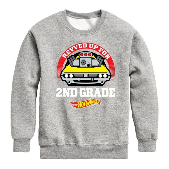 Hot Wheels - Revved Up For 2nd Grade - Youth Crewneck Fleece Sweatshirt